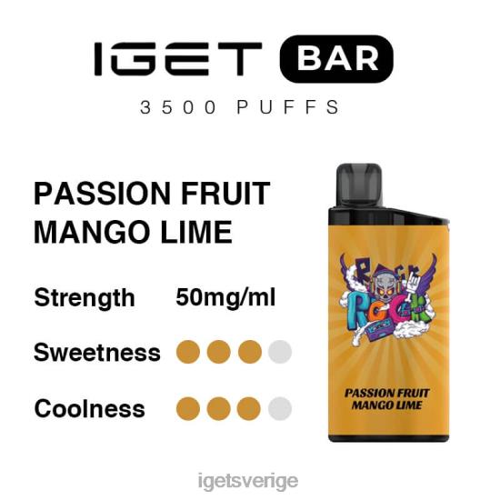 iget bar 3500 puffar 88HR6281 passionsfrukt mango lime - IGET Bar Europe