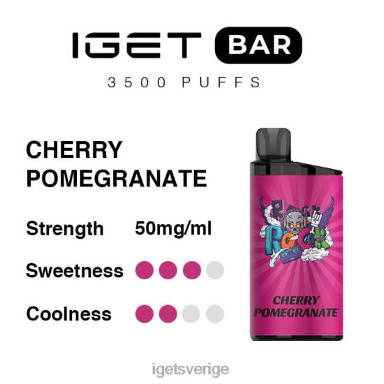 iget bar 3500 puffar 88HR6291 körsbärsgranatäpple - IGET Bar Europe