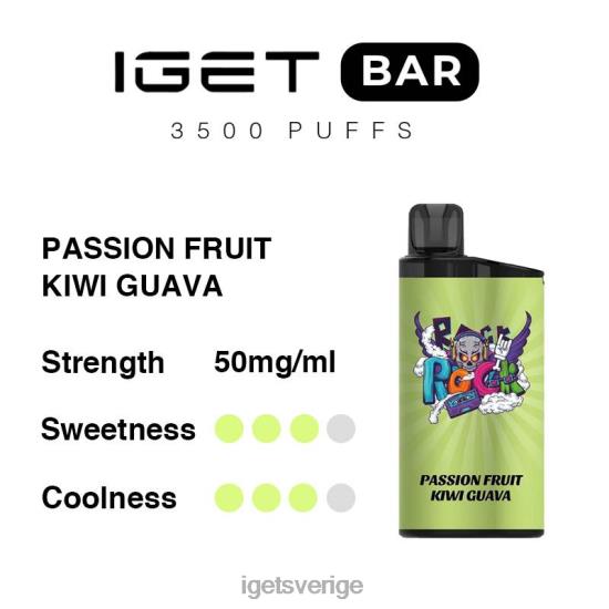 iget bar 3500 puffar 88HR6297 passionsfrukt kiwi guava - IGET Vape Discount