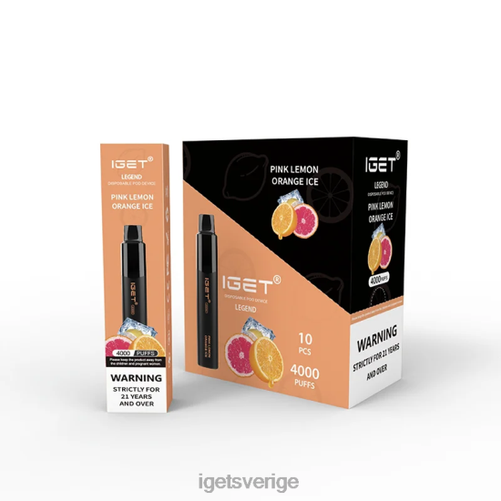iget legend 4000 puffar 88HR6321 rosa citron apelsin is - IGET Vape Sale