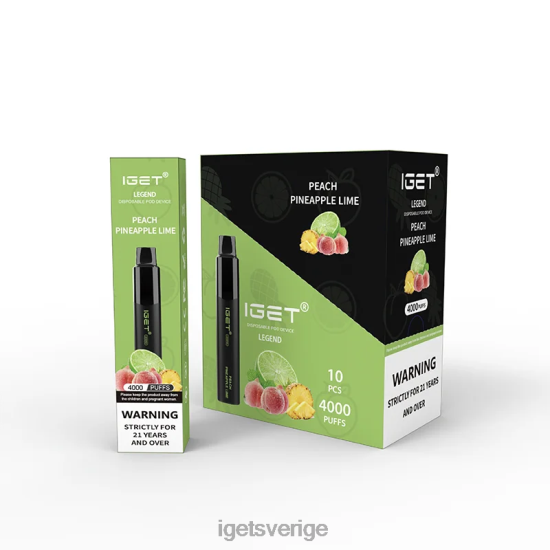 iget legend 4000 puffar 88HR6338 persika ananas lime - IGET Flavours