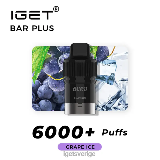 nikotinfri iget bar plus pod 6000 puffar 88HR6382 druvis - IGET Bar